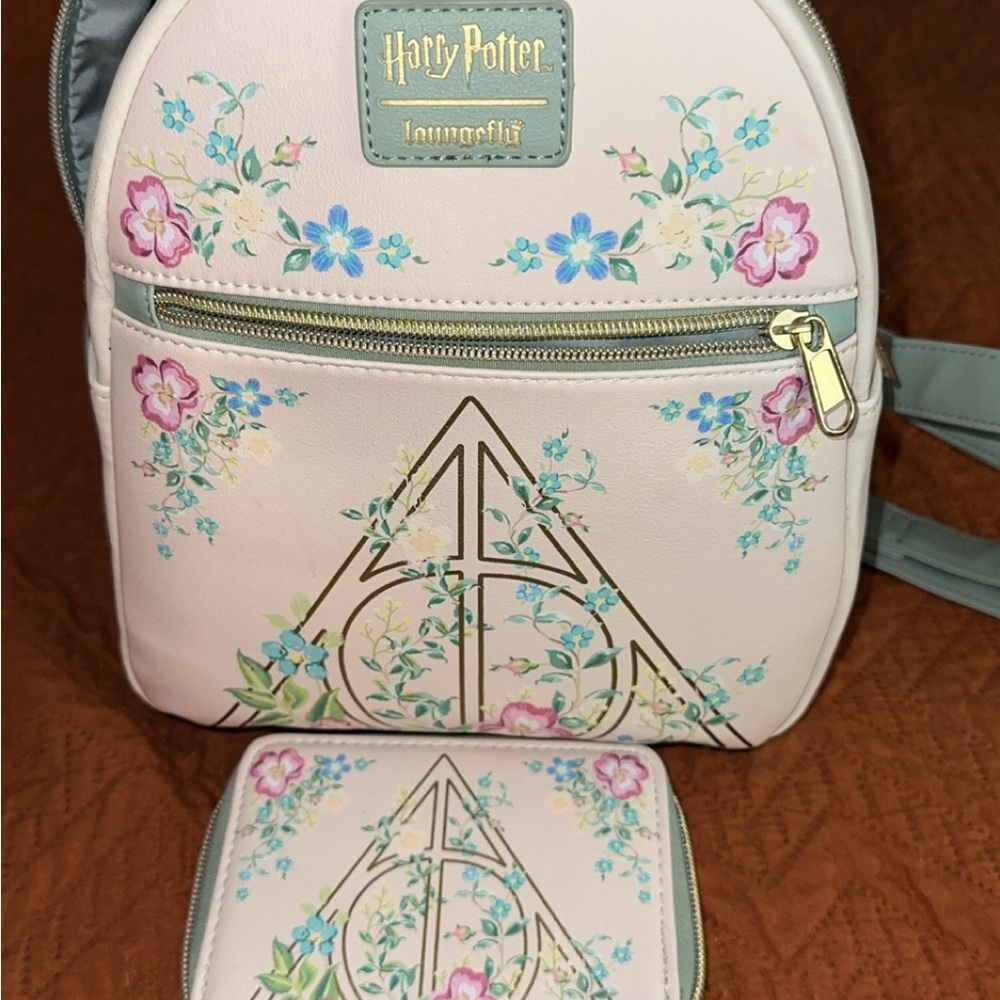 Loungefly Harry Potter Floral Backpack and Wallet